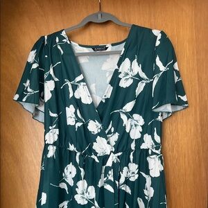 BloomChic Teal Midi Dress with White Floral Print